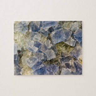 BlåttFluoritekristaller i matris Pussel