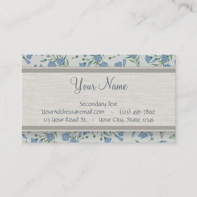 Blåttförgätmigejblommigt och marmor med monogramen visitkort (Framsida)