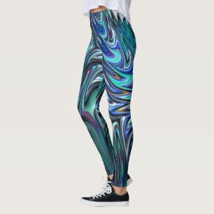 Blåttfractalen virvlar runt damasker leggings