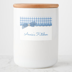 BlåttGingham och pilbåge Mat Etiketter