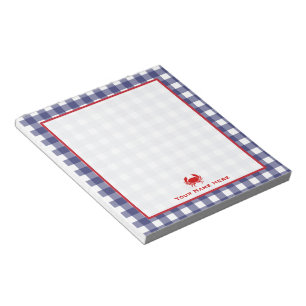 BlåttGingham & röd krabbapersonliganteckningsblo Anteckningsblock
