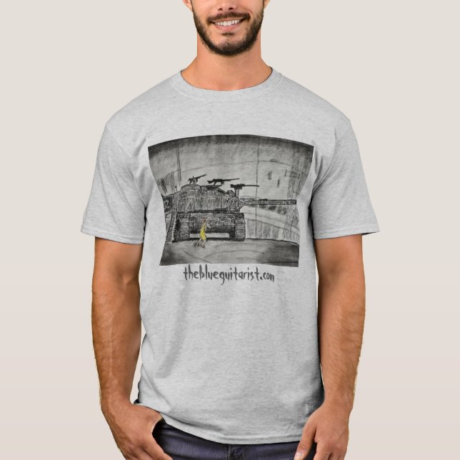 Blåttgitarrist"den David & Goliath" T-tröja T-shirt (Framsida)