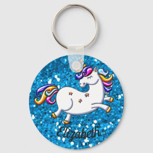 BlåttglitterUnicorn Nyckelring