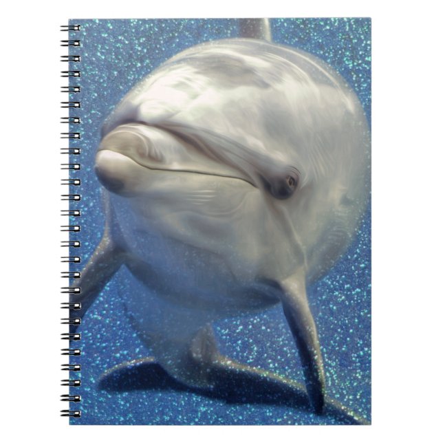 Blåttgnistradelfin med diamantmonogramen anteckningsbok med spiral (Framsidan)