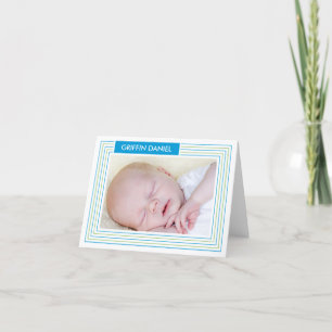 Blåttgrönt görar randig fotoet Notecard Tack Kort