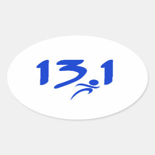 Blåtthalva-maraton 13,1 ovalt klistermärke