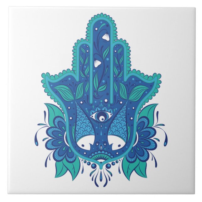 BlåttHamsa design Kakelplatta (Framsidan)