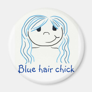 Blåtthårchick Magnet