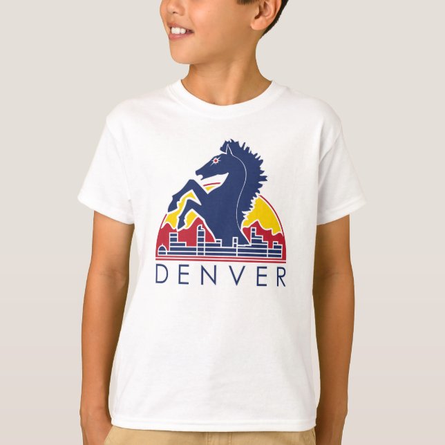 BlåtthästDenver logotyp T Shirt (Framsida)
