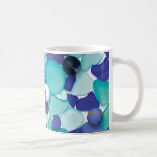 Blåtthavsexponeringsglas och havsmarmormugg kaffemugg