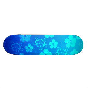 Blåtthibiskus och Honu sköldpaddor Mini Skateboard Bräda 18,5 Cm