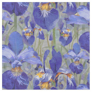 BlåttIrisblommönster Tyg