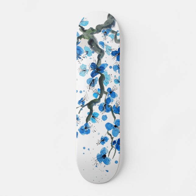 Blåttjapanen blomstrar skateboarden mini skateboard bräda 18,5 cm (Framsida)