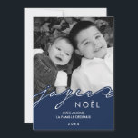 BlåttJoyeux Noël foto Julkort<br><div class="desc">Personifiera dessa moderna och unika julfotokort med ditt favorit- familjbilder och beställnings- meddelande.</div>