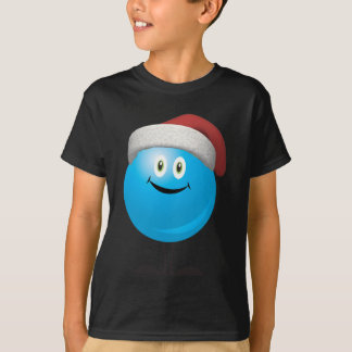 Blåttjulen smyckar att ha på sig en röd santa hatt t-shirt