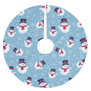 Blåttjulmönster med snögubbear och snöflingor julgransmatta borstad polyester