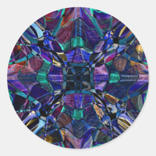 BlåttKaleidoscopeFractal Runt Klistermärke