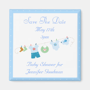 Blåttklädstreckspara daterababy shower magnet