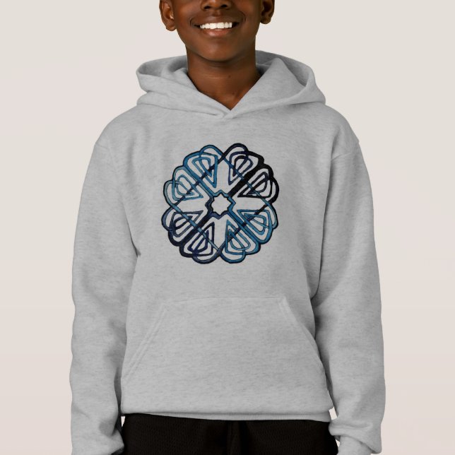 BlåttKnotwork blomma Tee Shirt (Framsida)