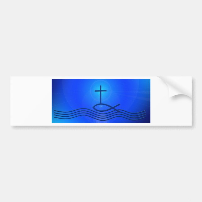 Blåttkor och fisk (Ichthus) Bildekal (Framsidan)
