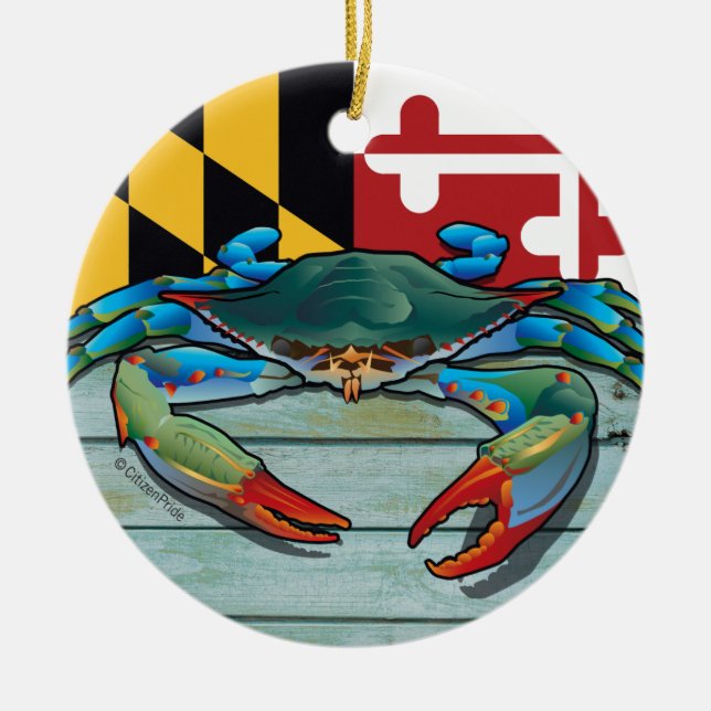 Blåttkrabba Maryland Julgransprydnad Keramik (Framsidan)