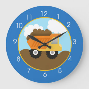 Blåttlastbilkonstruktion tar tid på stor klocka