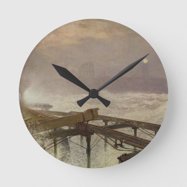 Blåttljus, Teignemouth pir - tända lamporna Rund Klocka (Framsida)