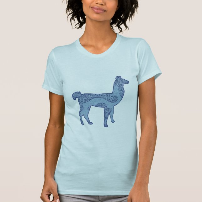 BlåttLlamakvinna skjorta T-shirt (Framsida)