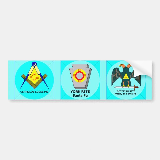 Blåttloge, York Rite, skotsk Rite Bildekal (Framsidan)