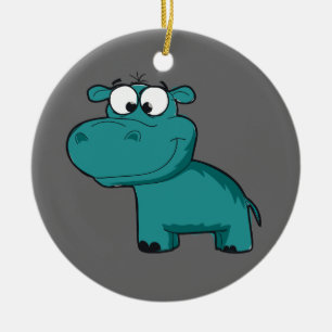 Blåttlyckligflodhäst Julgransprydnad Keramik