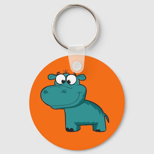 Blåttlyckligflodhäst Nyckelring (Framsida)