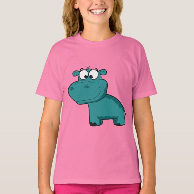 Blåttlyckligflodhäst Tee Shirt (Framsida)
