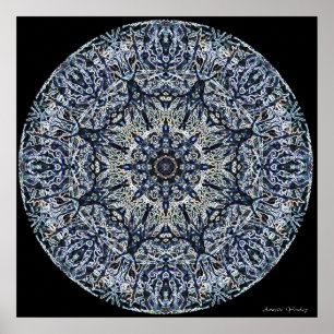 Blåttmålat glassMandala Poster