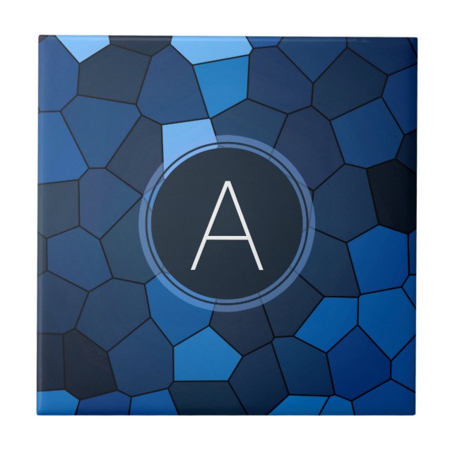 Blåttmålat glassmosaik kakelplatta (Framsidan)