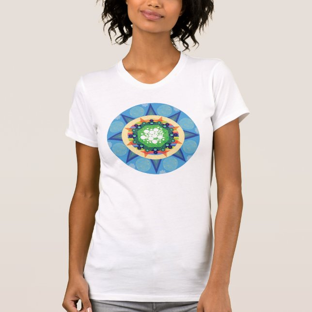 Blåttmandalat-skjorta T-shirt (Framsida)