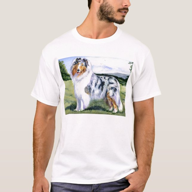 BlåttMerle Collie Tee Shirt (Framsida)