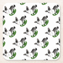 Blåttmerle, CorgiCardigan. Underlägg Papper Kvadrat