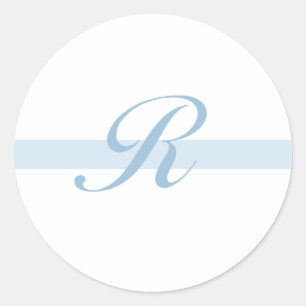 BlåttMonogram R Runt Klistermärke