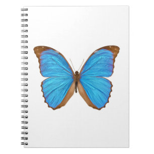 BlåttMorpho fjäril (Menelaus blått Morpho, morf Anteckningsbok