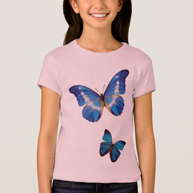 BlåttMorpho fjärilar Tee Shirt (Framsida)