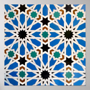 BlåttMorrocan mosaik Poster