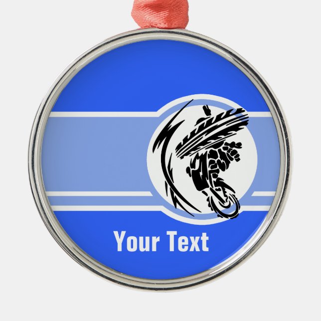 BlåttMotocross; Smutscykel Julgransprydnad Metall (Framsidan)