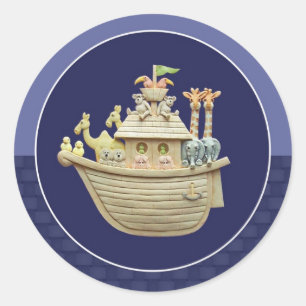 BlåttNoahs ark Runt Klistermärke