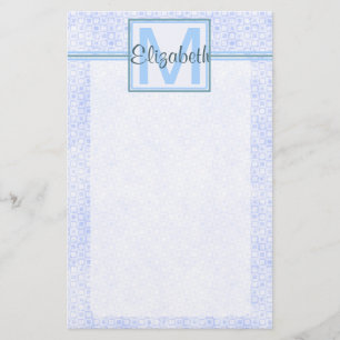 BlåttpersonligMonogram Brevpapper