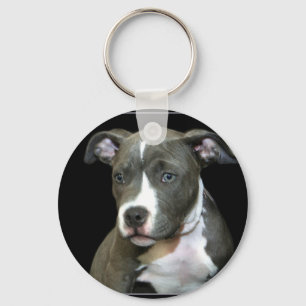 BlåttPitbull valp Keychain Nyckelring