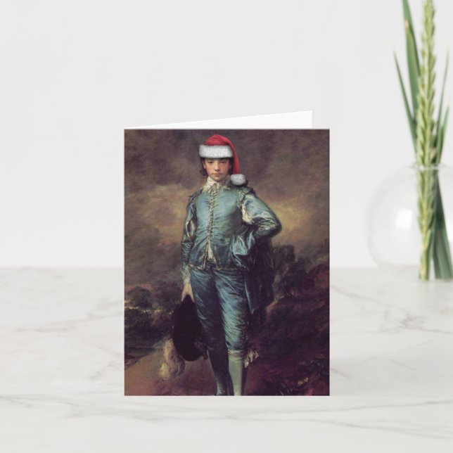 Blåttpojken Santa noterar kortet Helgkort (Framsida)