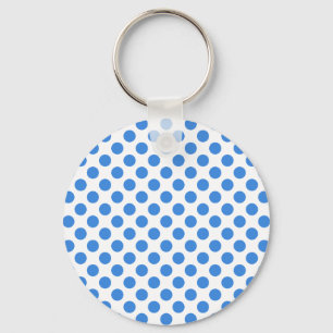 Blåttpolka dots med anpassadebakgrund nyckelring