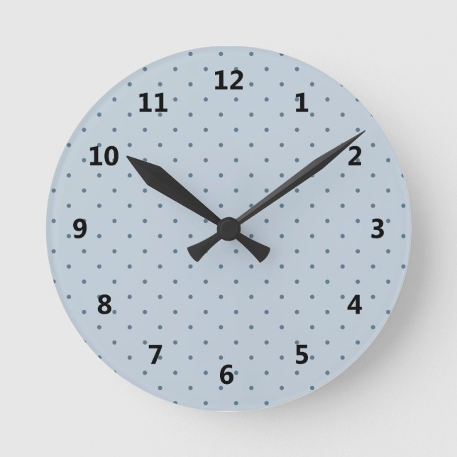 Blåttpolka dots på mer ljus blått rund klocka (Framsida)