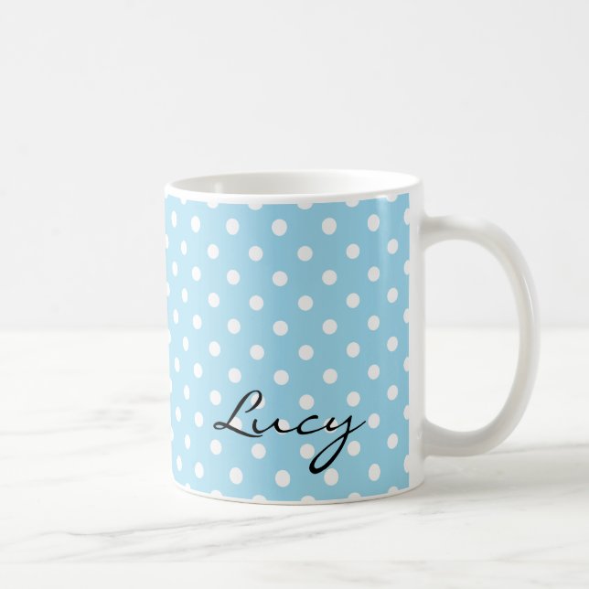 Blåttpolkaen pricker den Retro stilmuggen Kaffemugg (Höger)