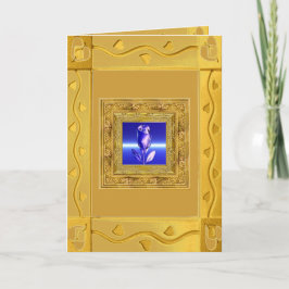 Blåttro i guld- ramkort kort